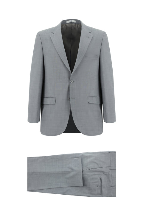 Açık Gri 7 Drop Slim Fit Dar Kesim Yünlü Takım Elbise