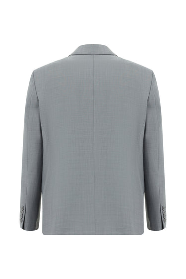 Açık Gri Super Slim Fit Ekstra Dar Kesim Yünlü Klasik Takım Elbise