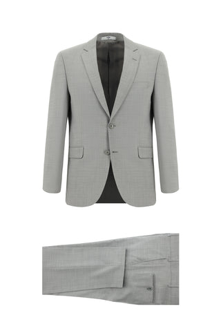  Orta Gri Slim Fit Dar Kesim Yünlü Klasik Takım Elbise