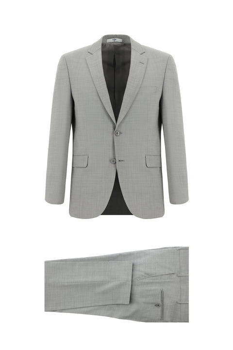 Orta Gri 7 Drop Slim Fit Dar Kesim Yünlü Takım Elbise