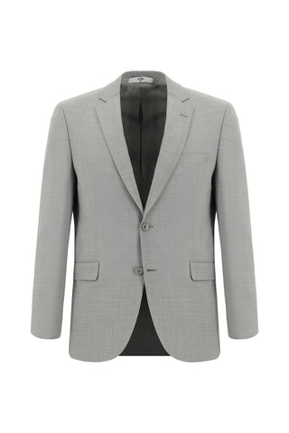  Orta Gri Slim Fit Dar Kesim Yünlü Klasik Takım Elbise