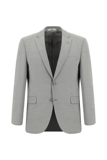 Orta Gri Slim Fit Dar Kesim Yünlü Klasik Takım Elbise