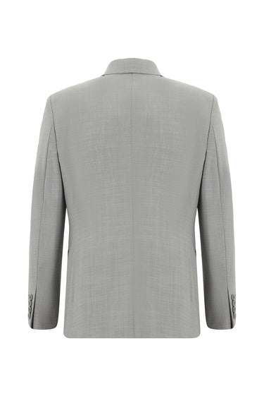 Orta Gri Slim Fit Dar Kesim Yünlü Klasik Takım Elbise