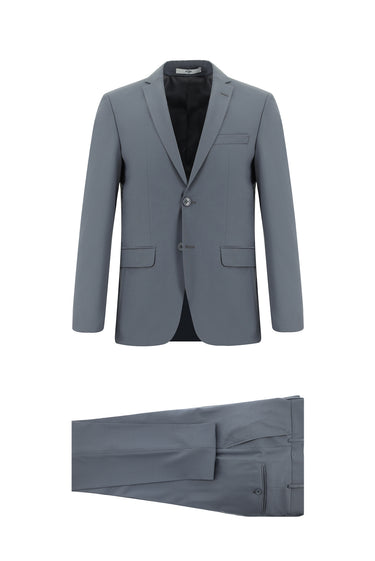  Koyu Füme Super Slim Fit Ekstra Dar Kesim Yünlü Klasik Takım Elbise