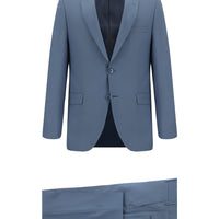 Koyu Mavi  7 Drop Super Slim Fit Eksra Dar Kesim Yünlü Klasik Takım Elbise