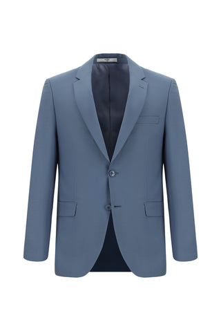  Koyu Mavi  Slim Fit Dar Kesim Yünlü Klasik Takım Elbise