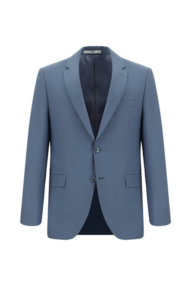  Koyu Mavi  Slim Fit Dar Kesim Yünlü Klasik Takım Elbise
