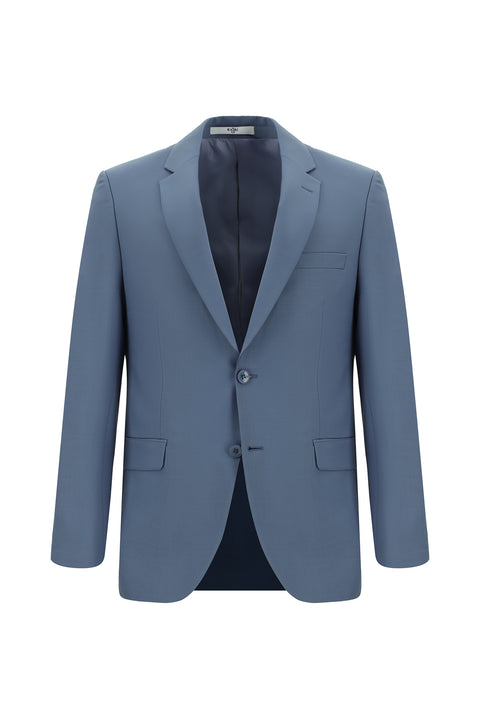 Koyu Mavi  4 Drop Relaxed Fit Rahat Kesim Yünlü Takım Elbise