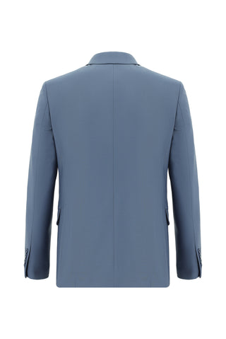  Koyu Mavi  Slim Fit Dar Kesim Yünlü Klasik Takım Elbise