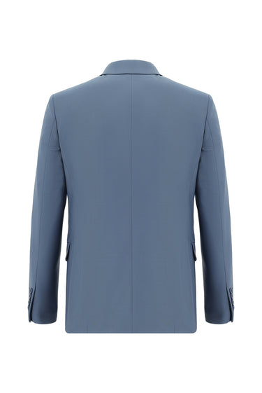  Koyu Mavi  Slim Fit Dar Kesim Yünlü Klasik Takım Elbise