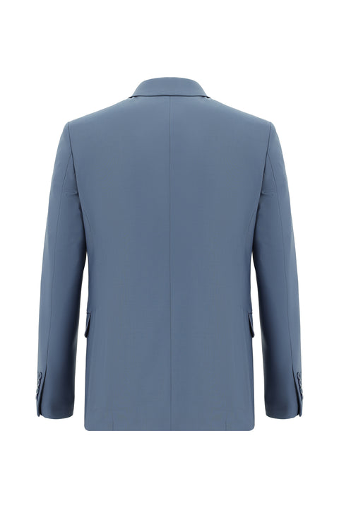 Koyu Mavi  4 Drop Relaxed Fit Rahat Kesim Yünlü Takım Elbise