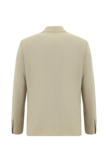  Açık Bej Slim Fit Dar Kesim Yünlü Klasik Takım Elbise