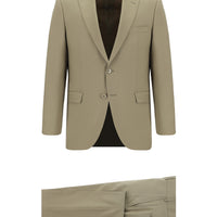 Koyu Bej 7 Drop Super Slim Fit Eksra Dar Kesim Yünlü Takım Elbise