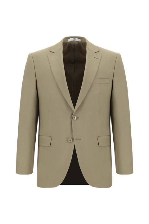 Koyu Bej 4 Drop Relaxed Fit Rahat Kesim Yünlü Takım Elbise