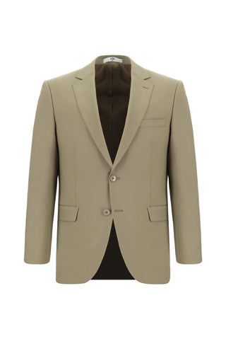  Koyu Bej 7 Drop Slim Fit Dar Kesim Yünlü Takım Elbise