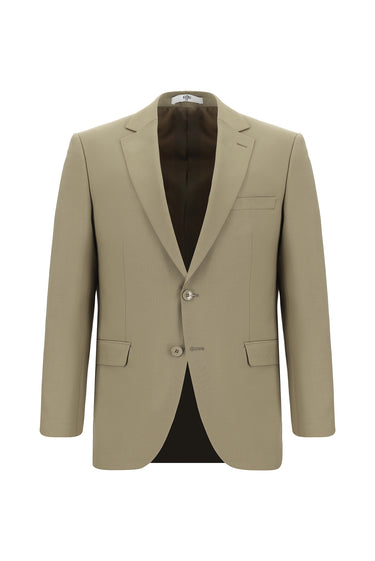 Koyu Bej Super Slim Fit Ekstra Dar Kesim Yünlü Klasik Takım Elbise