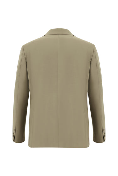  Koyu Bej Slim Fit Dar Kesim Yünlü Klasik Takım Elbise