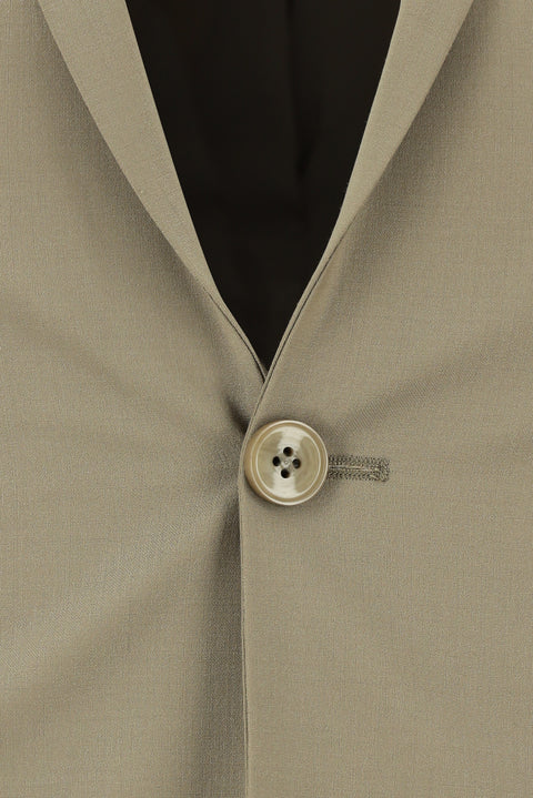 Koyu Bej 4 Drop Relaxed Fit Rahat Kesim Yünlü Takım Elbise