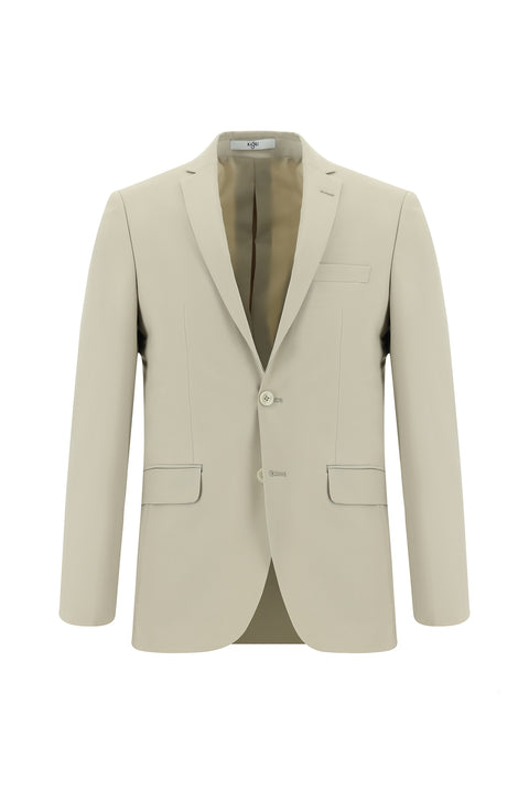 Krem 7 Drop Slim Fit Dar Kesim Yünlü Takım Elbise