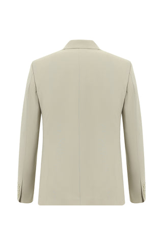  Krem Super Slim Fit Ekstra Dar Kesim Yünlü Klasik Takım Elbise