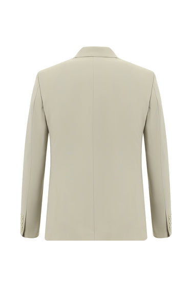 Krem Slim Fit Dar Kesim Yünlü Klasik Takım Elbise