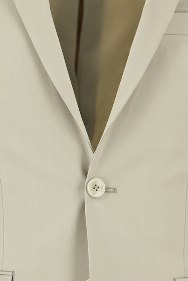 Krem Slim Fit Dar Kesim Yünlü Klasik Takım Elbise