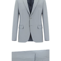 Açık Gri Super Slim Fit Ekstra Dar Kesim Yünlü Klasik Takım Elbise