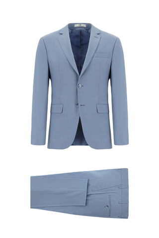  Açık Mavi Super Slim Fit Ekstra Dar Kesim Yünlü Klasik Takım Elbise