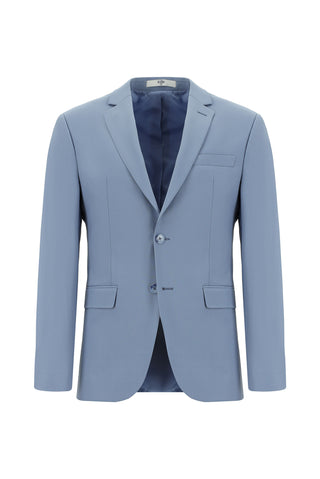  Açık Mavi Super Slim Fit Ekstra Dar Kesim Yünlü Klasik Takım Elbise