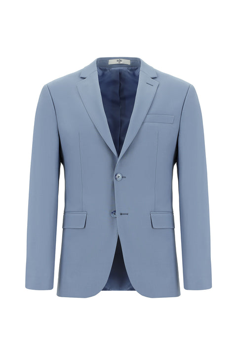 Light Blue 4-Drop Relaxed Fit Wool Suit