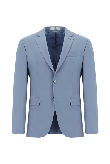  Açık Mavi Relaxed Fit Rahat Kesim Yünlü Klasik Takım Elbise