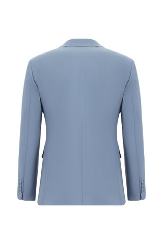  Açık Mavi Super Slim Fit Ekstra Dar Kesim Yünlü Klasik Takım Elbise