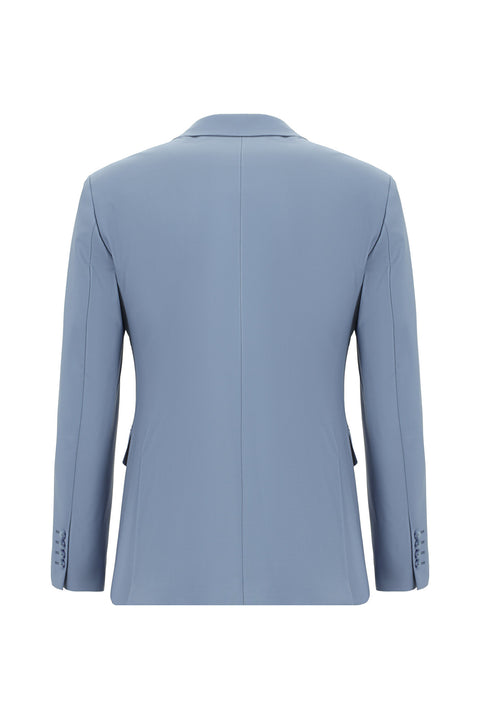 Açık Mavi 7 Drop Super Slim Fit Eksra Dar Kesim Yünlü Takım Elbise