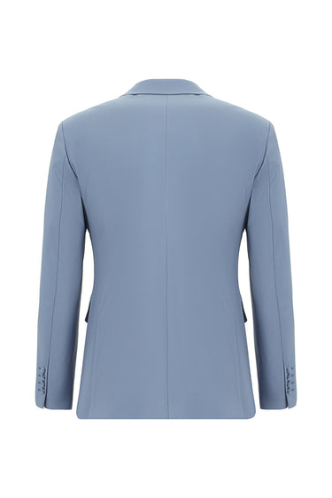  Açık Mavi Relaxed Fit Rahat Kesim Yünlü Klasik Takım Elbise