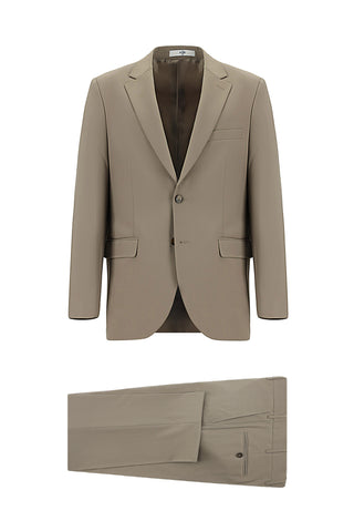  Açık Vizon Relaxed Fit Rahat Kesim Yünlü Klasik Takım Elbise