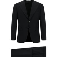 Siyah Slim Fit Dar Kesim Yünlü Klasik Takım Elbise