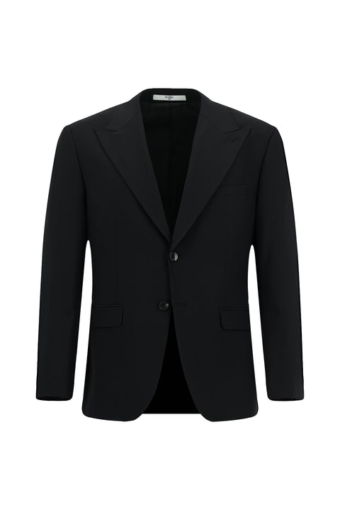 Black 4-Drop Relaxed Fit Wool Suit