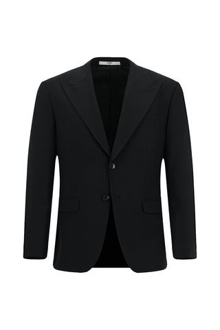  Siyah Relaxed Fit Rahat Kesim Yünlü Klasik Takım Elbise