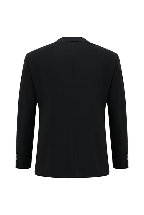 Siyah 4 Drop Relaxed Fit Rahat Kesim Yünlü Takım Elbise