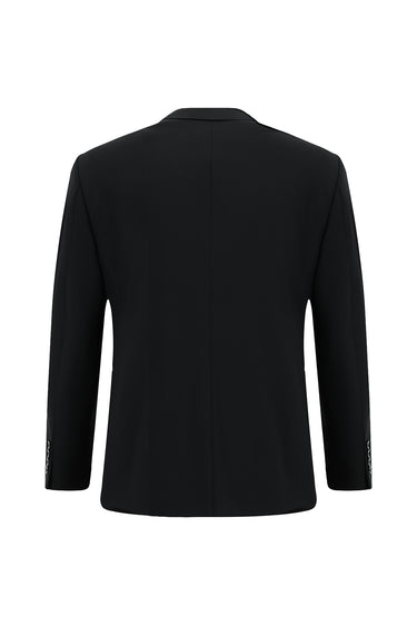 Siyah Regular Long Fit Uzun Klasik Kesim Yünlü Klasik Takım Elbise