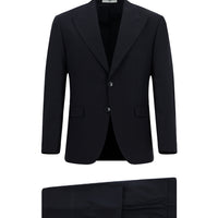 Dark Navy 8-Drop Muscle Fit Long Athletic Cut Wool Suit