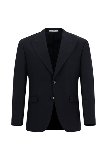 Koyu Lacivert Slim Fit Dar Kesim Yünlü Klasik Takım Elbise