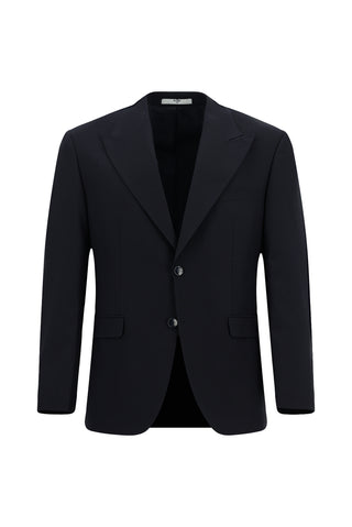  Koyu Lacivert Relaxed Fit Rahat Kesim Yünlü Klasik Takım Elbise