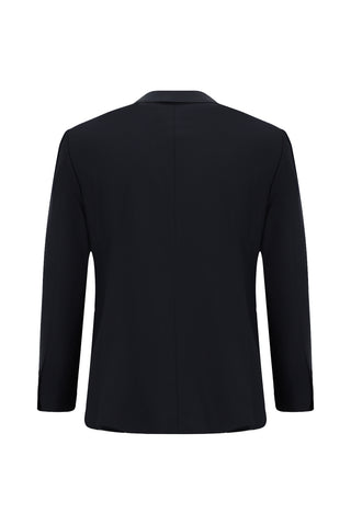  Koyu Lacivert Relaxed Fit Rahat Kesim Yünlü Klasik Takım Elbise