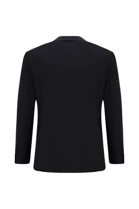 Koyu Lacivert 8 Drop Long Slim Fit Uzun Dar Kesim Yünlü Takım Elbise