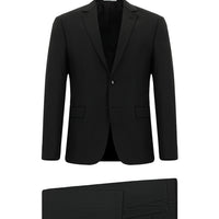 Siyah 7 Drop Slim Fit Dar Kesim Mono Yaka Yünlü Takım Elbise