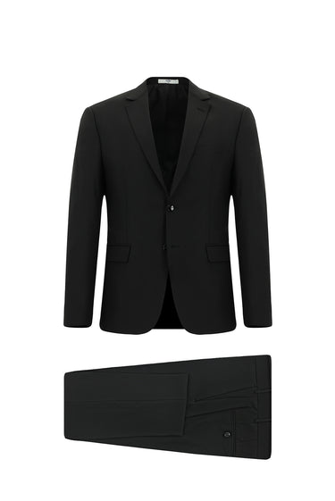  Siyah Super Slim Fit Ekstra Dar Kesim Yünlü Klasik Takım Elbise