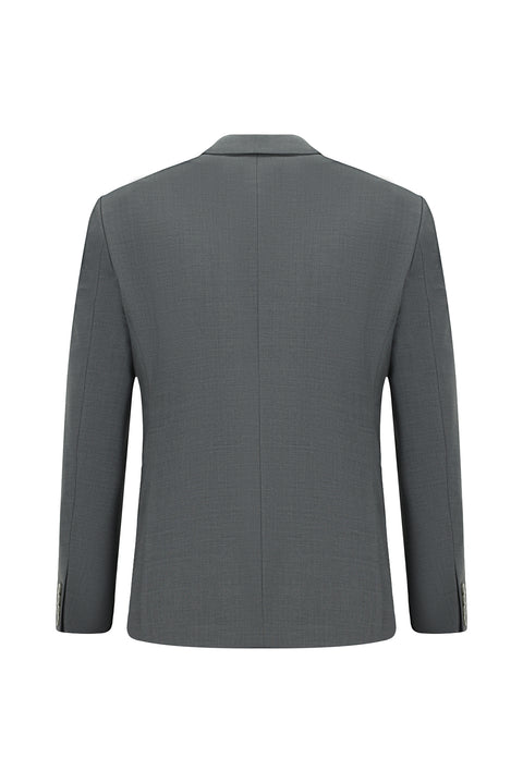 Açık Füme 6 Drop Regular Fit Standart Kesim Mono Yaka Yünlü Takım Elbise