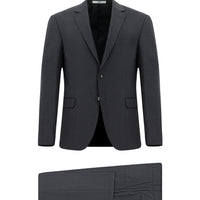 Orta Füme 7 Drop Super Slim Fit Eksra Dar Kesim Mono Yaka Yünlü Takım Elbise
