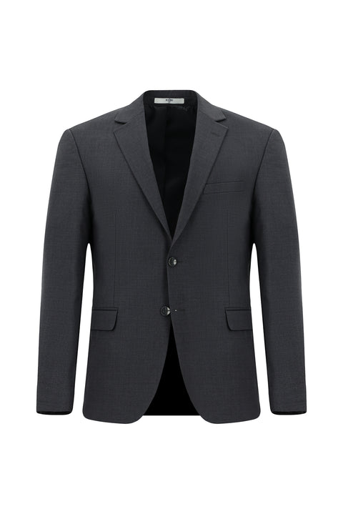 Orta Füme 7 Drop Slim Fit Dar Kesim Mono Yaka Yünlü Takım Elbise